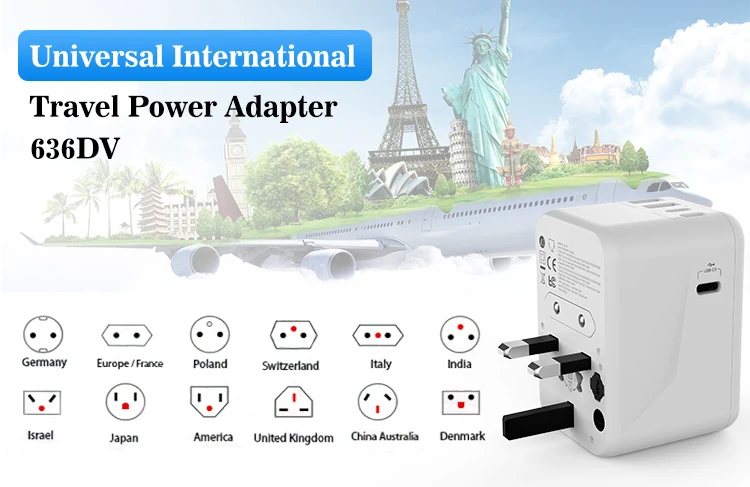 1pc International Plug Adapter Travel Charger Multi-in-one Universal  Adapter To Connect Europe, Japan, China, Canada, United States, European  Union, U