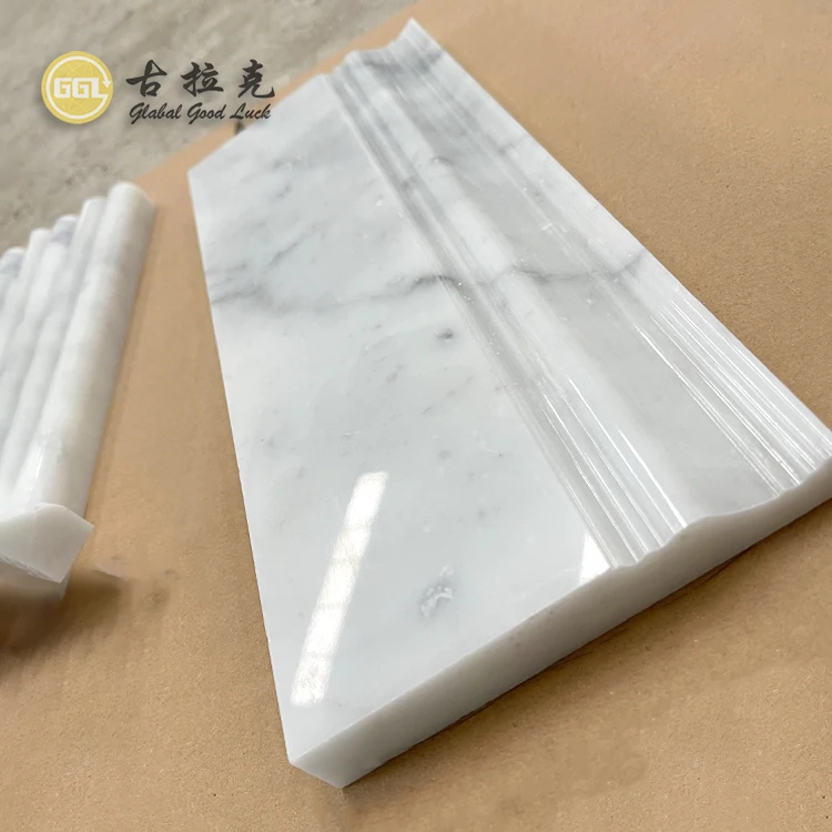 Nature Carrara Marble Stone For Pencil Liner and Baseboard Molding in Polished Surface factory