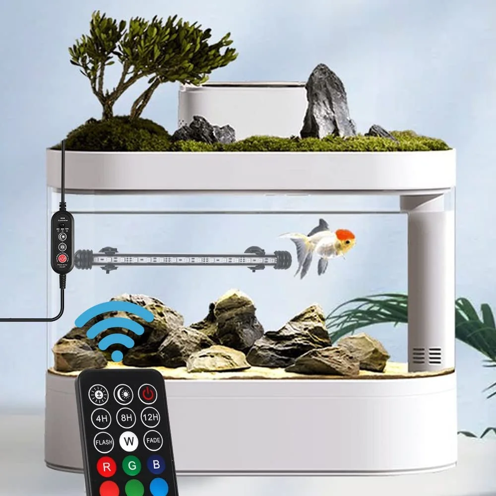 LED Aquarium Light RGB Submersible Fish Tank Lights Color Changing IP68 Waterproof Remote Control Background Wall Decor Driver