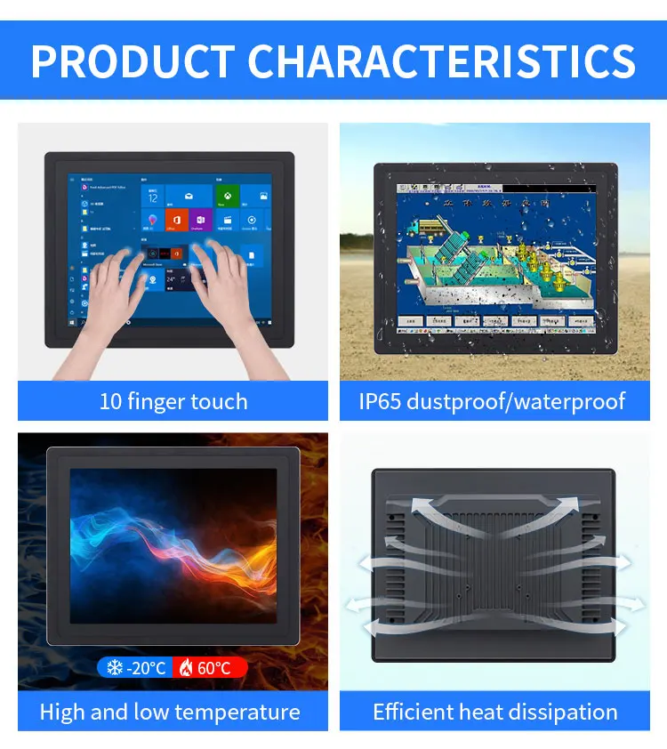 Promotion 1920*1080 Wall Mount 11.6-21.5 Inch IP65 Multi-Touch Capacitive Touch Screen Monitor Industrial All-in-One Panel PC