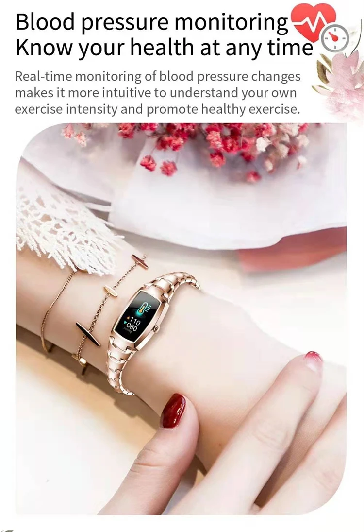 2021 New Launched Fashion ladies Bracelet Band H8 pro Smartwatch Women Heart Rate Blood Pressure Smart Watch H8 pro