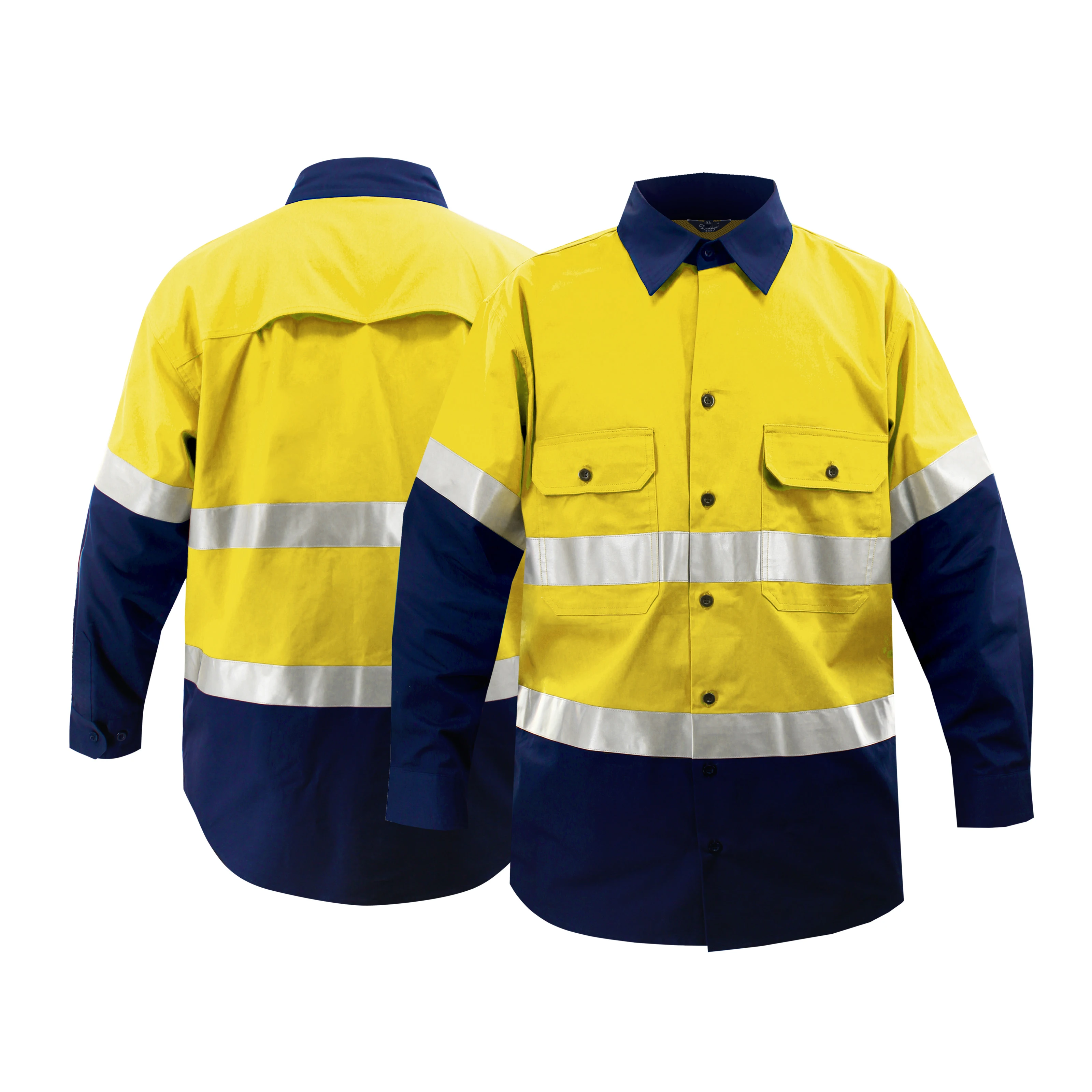 Fg-15l Reflective Safety Workwear 100% Cotton Hi Vis Long Sleeve