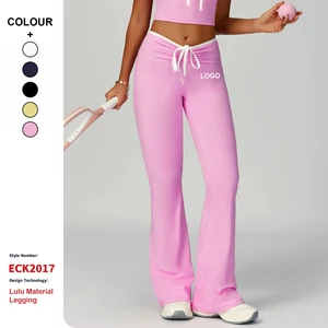 Contrast Color Hemmed Flared Pants Custom High Waist Hip Lifting Yoga Fitness Pants Gym Fitness Running Flared Pants for Women