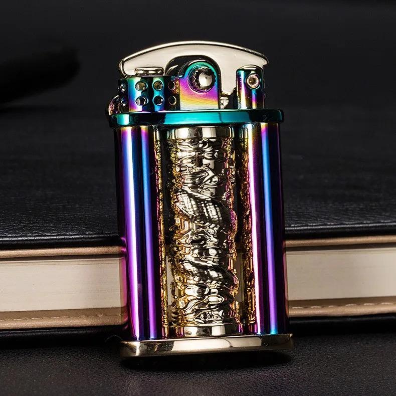 Rotating Dragon Column Rocker Kerosene Cigarette Lighter Metal Oil Lighter Stylish