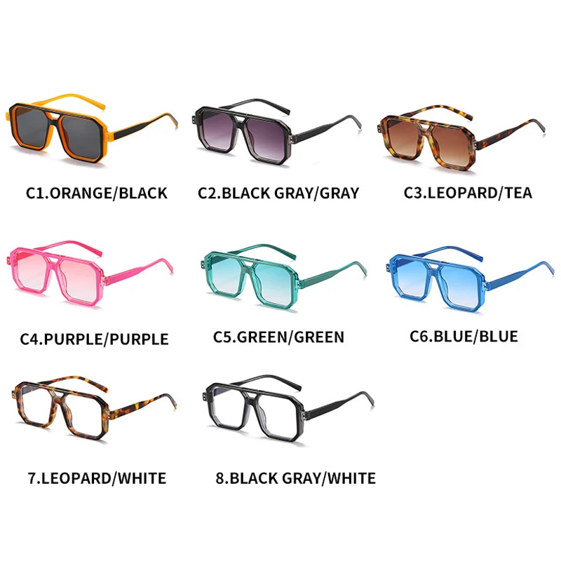 ADE WU XY9338 Fashion Double Bridge Square Sunglasses