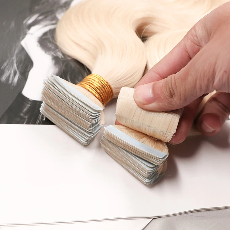 Wholesale Cuticle Aligned European Tape Ins Hair Natural Remy Blond