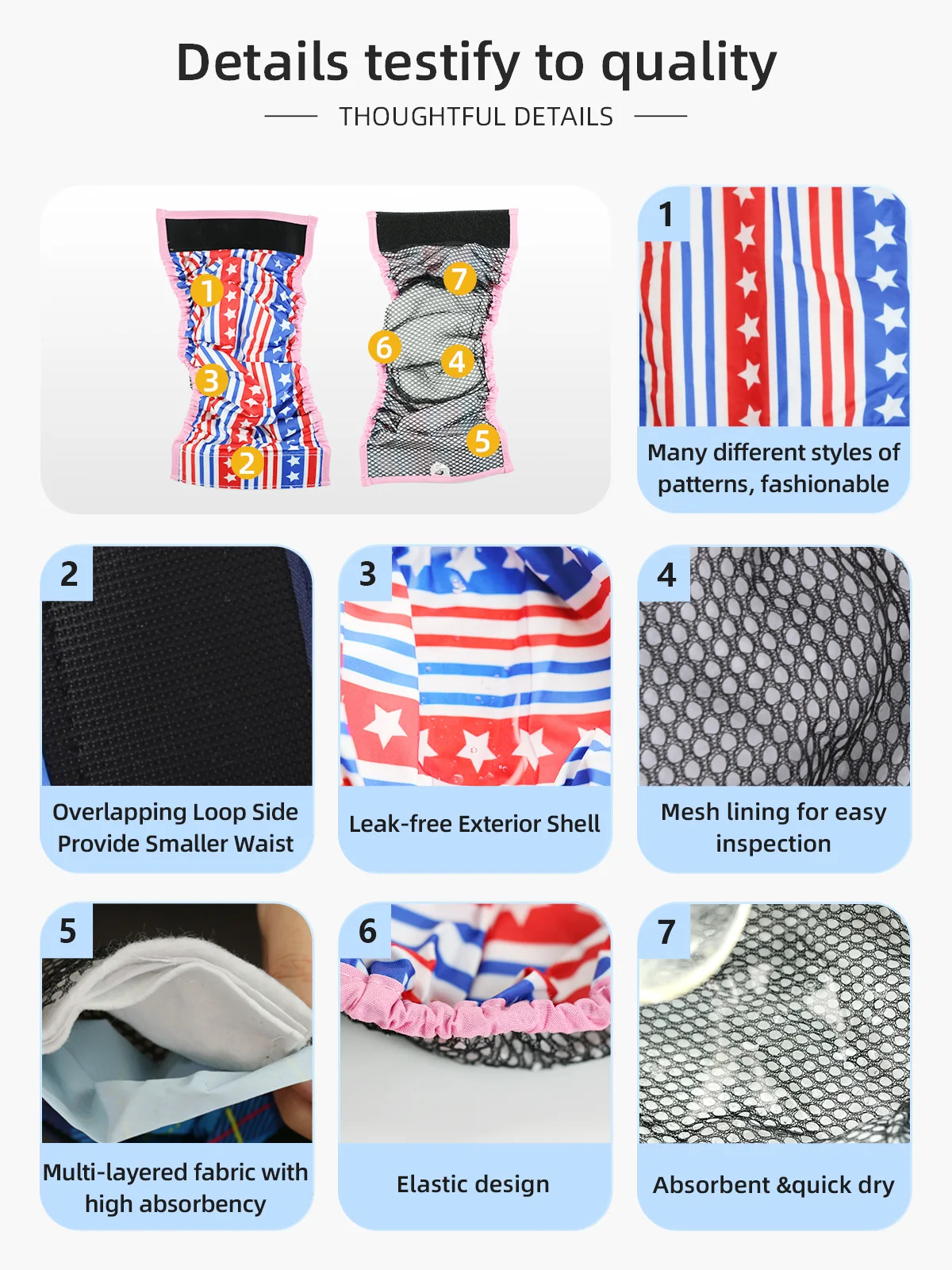 Wholesale Washable Flat Wrap Dog Diapers - Male Belly Bands for Easy U - product detail 4