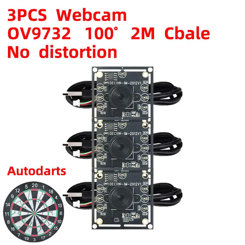 3 Stks OV9732 100 Graden 1280x720 30fps Cameramodule Voor Autodarts Io Met 3 Meter Kabel Pcb Grootte 3