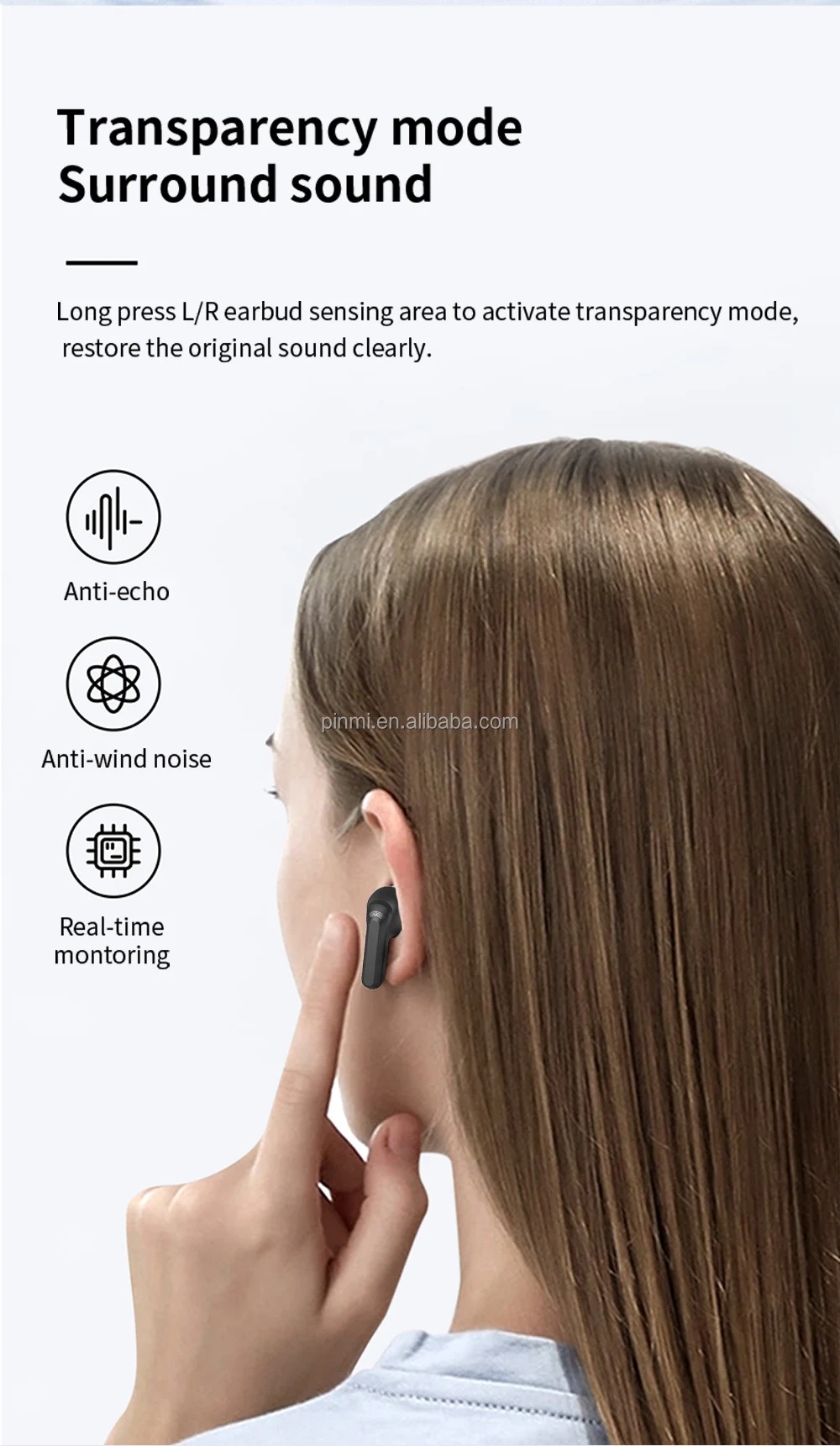 Factory Private JL Chipset ANC+ENC Wireless for 5.4 In-Ear Gaming Earbuds with IPX4 Waterproof and 36h Battery Life