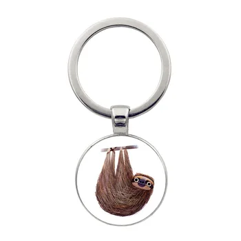 Cute Sloth Keychain Custom Animal Glass Dome Cabochon Key Chain Keyring ...