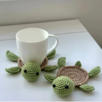Creative Hand Woven Wool Coaster with Turtle Design Kitchen Accessories for Home Decor Textile & Fabric Crafts Product