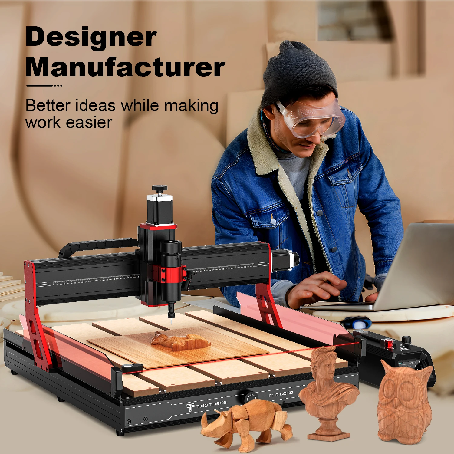 Twotrees 6050 Heavy Duty 4 Axis CNC Router Machine for Wood