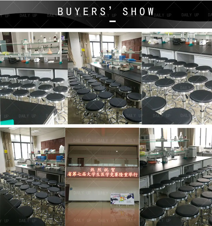 Adjustable Laboratory Stool With Footrest Swivel Leather Seat Lab Stool Fixed Backless Chair For Hospital Workshop Counter