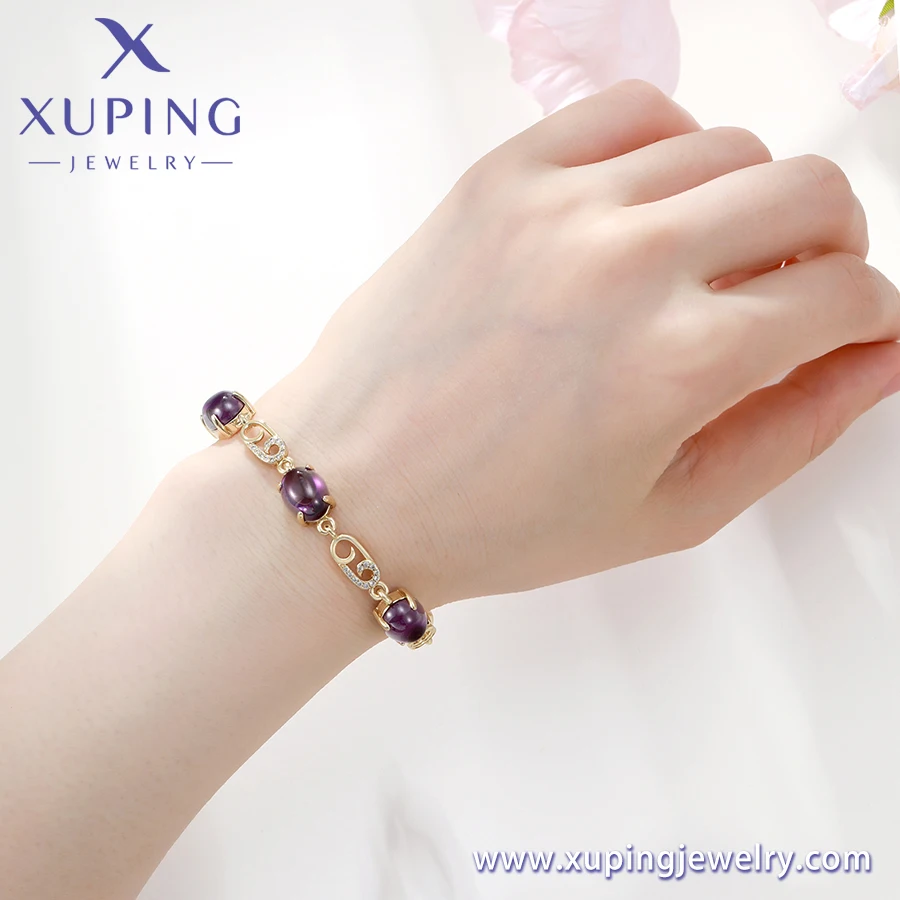 ゆんぽぽ♥︎ X000925435 Xuping Jewelry Purple Zircon Grain Chain Bracelet