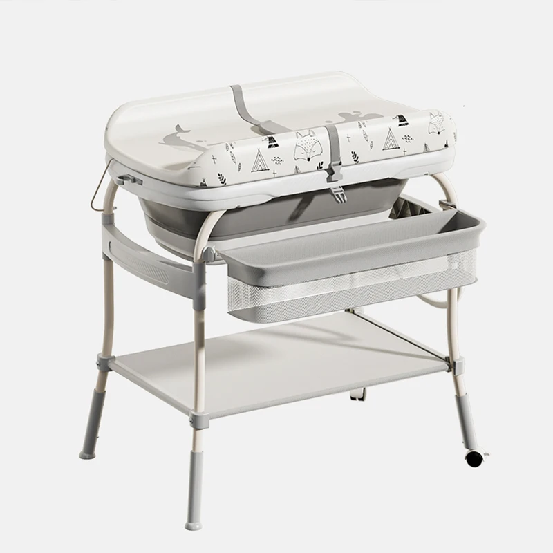 2024 Manufacturer OEM Baby Foldable Standing Diaper Folding Nursing Baby Bathtub Changing Table With Bath Tub