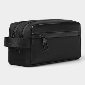 Custom Logo Waterproof Nylon Men's Travel Shaving Dopp Kit Black Toiletry Wash Bag for Men