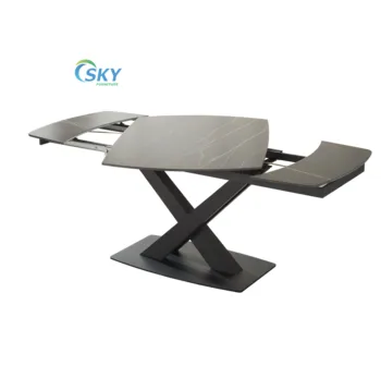 SKY wholesale dining room extension Sintered stone dining table with X-shaped metal leg