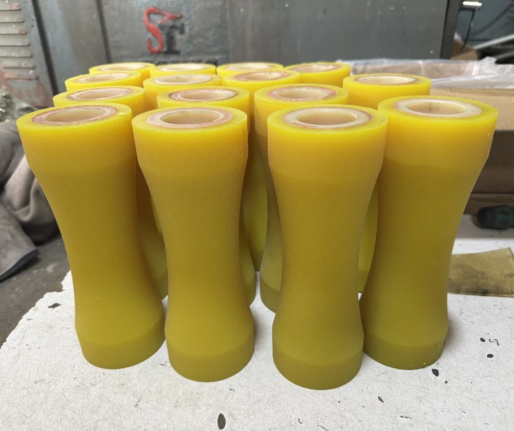 Custom V-Type PU Rollers Cone Design for Fixed Pulley Systems with Cutting Processing Service manufacture