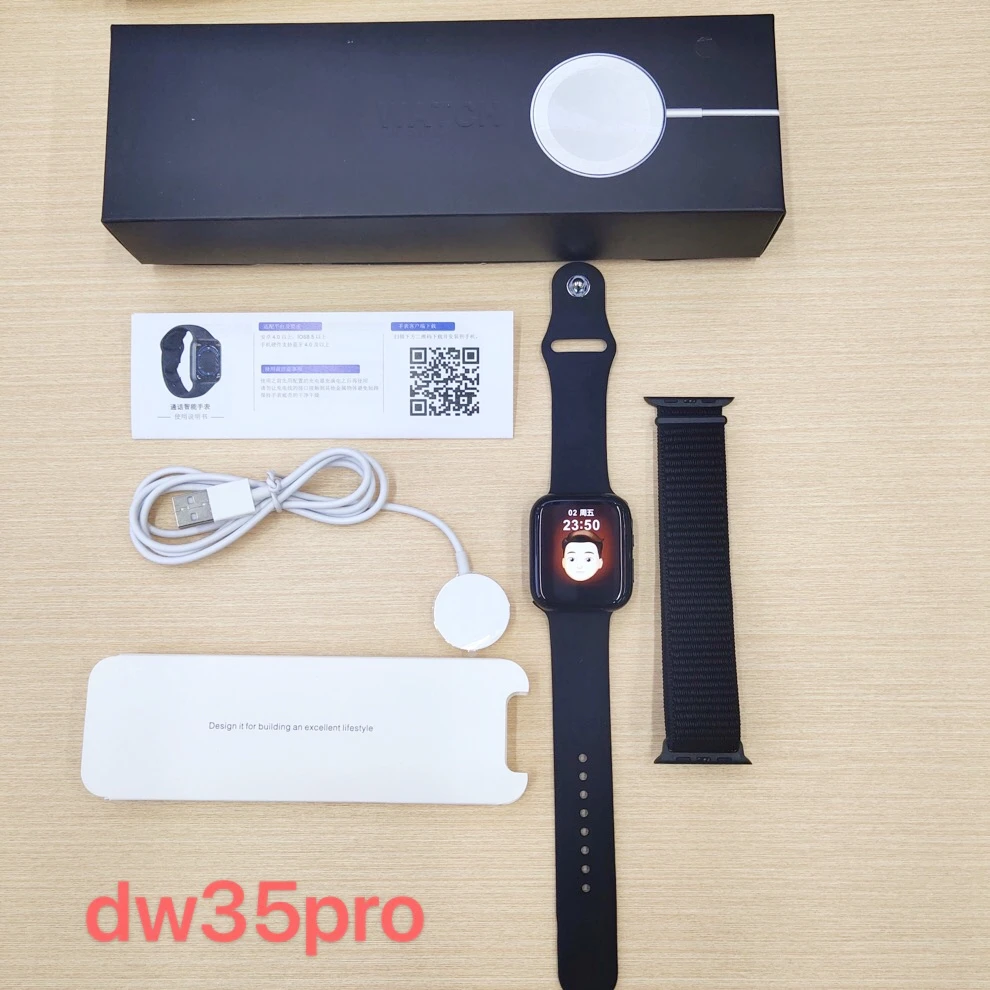 New products DW35pro smartwatch phone calling wireless charging fitness Encoder bracelet wristband 2 strap smart watch DW35 pro