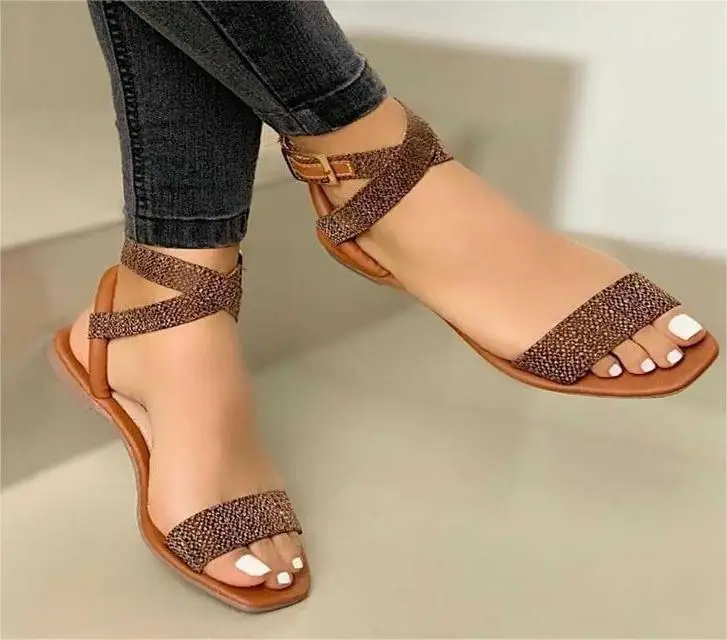 2024 summer new women's flat 40-43 large size casual sandals
