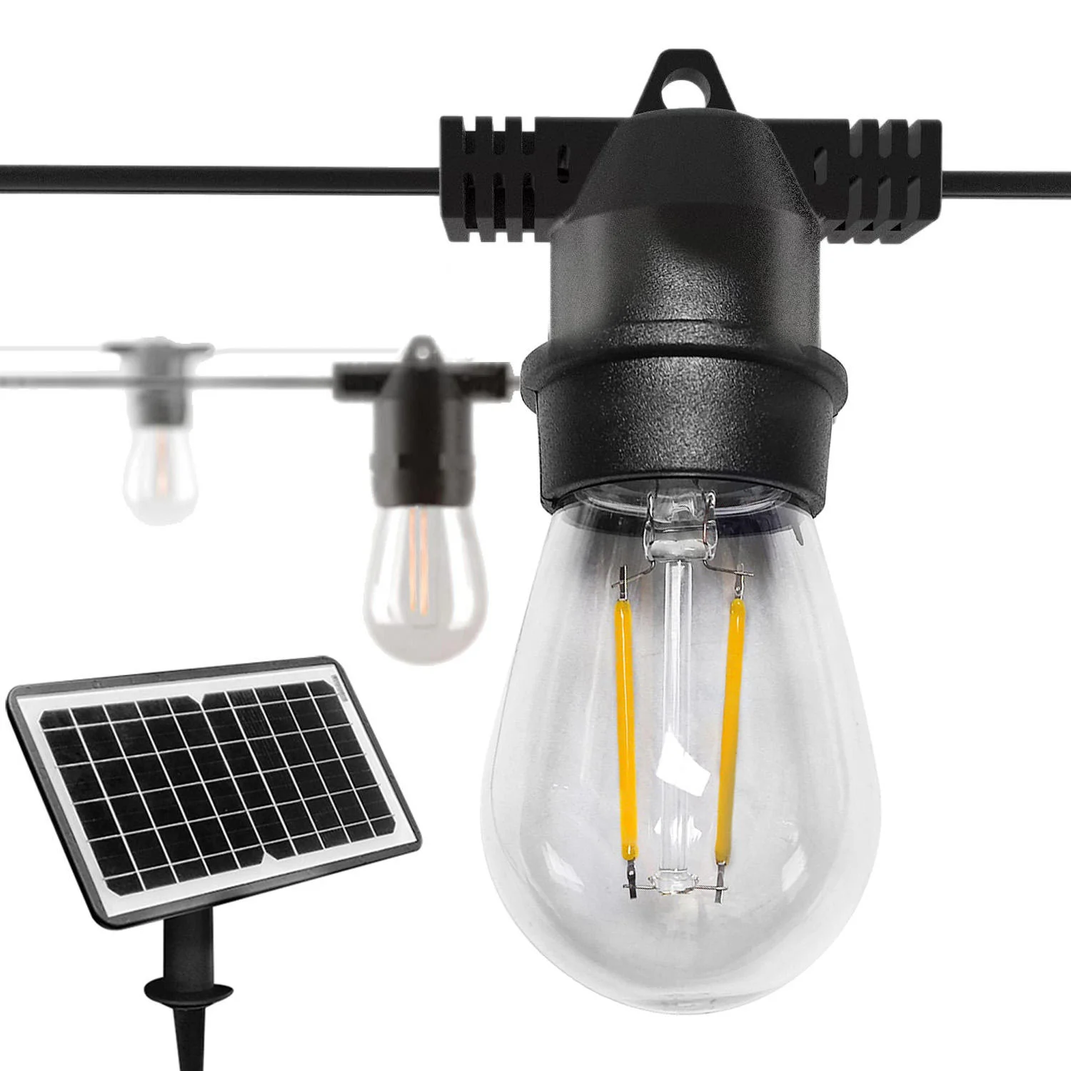 Monocrystalline Photovoltaic Panel 5V 12W LiFePO4 3.2V 15Ah E27 S14 LED Bulb String for Garden Wedding Christmas Decorations