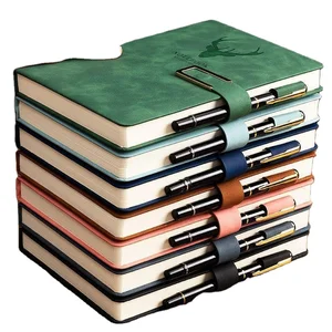 Hot Sale Customizable A5 Notebook PU Leather Journal Thread Sewing Promotional Gift for School Diary