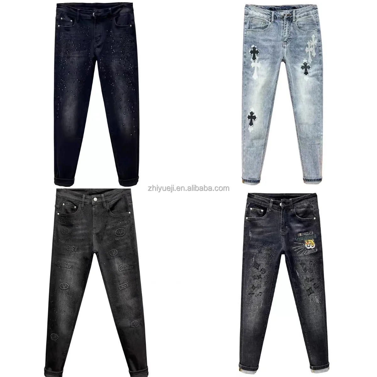 High-end Jeans Men Straight Cut Business Fashion Men's Pants
