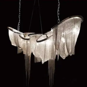 JACKSUN Modern Atlantis New Design Metal Chandelier with Large Tassel Attractive Hanging Lamp for Bedroom Dining Room Home