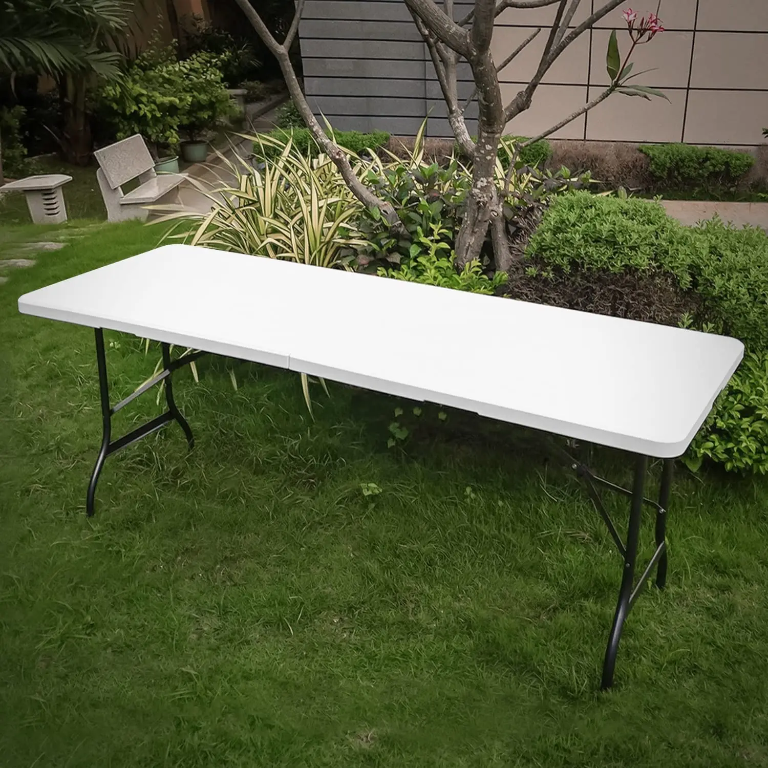 Modern White Fold Up Outdoor Table Events Rectangular Festival Picnic