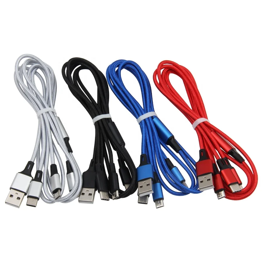 Multi USB Charging Cable 3 in 1 USB Charging Cables Line Charger for iPhone Type C Android Phone Charge Wire