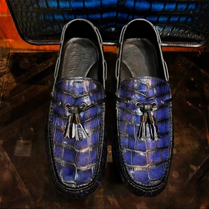 Goodyear Custom Mens Shoes High Quality Luxury Genuine Leather Crocodile Men Dress Shoes Loafers Alligator Fashion Shoes Men