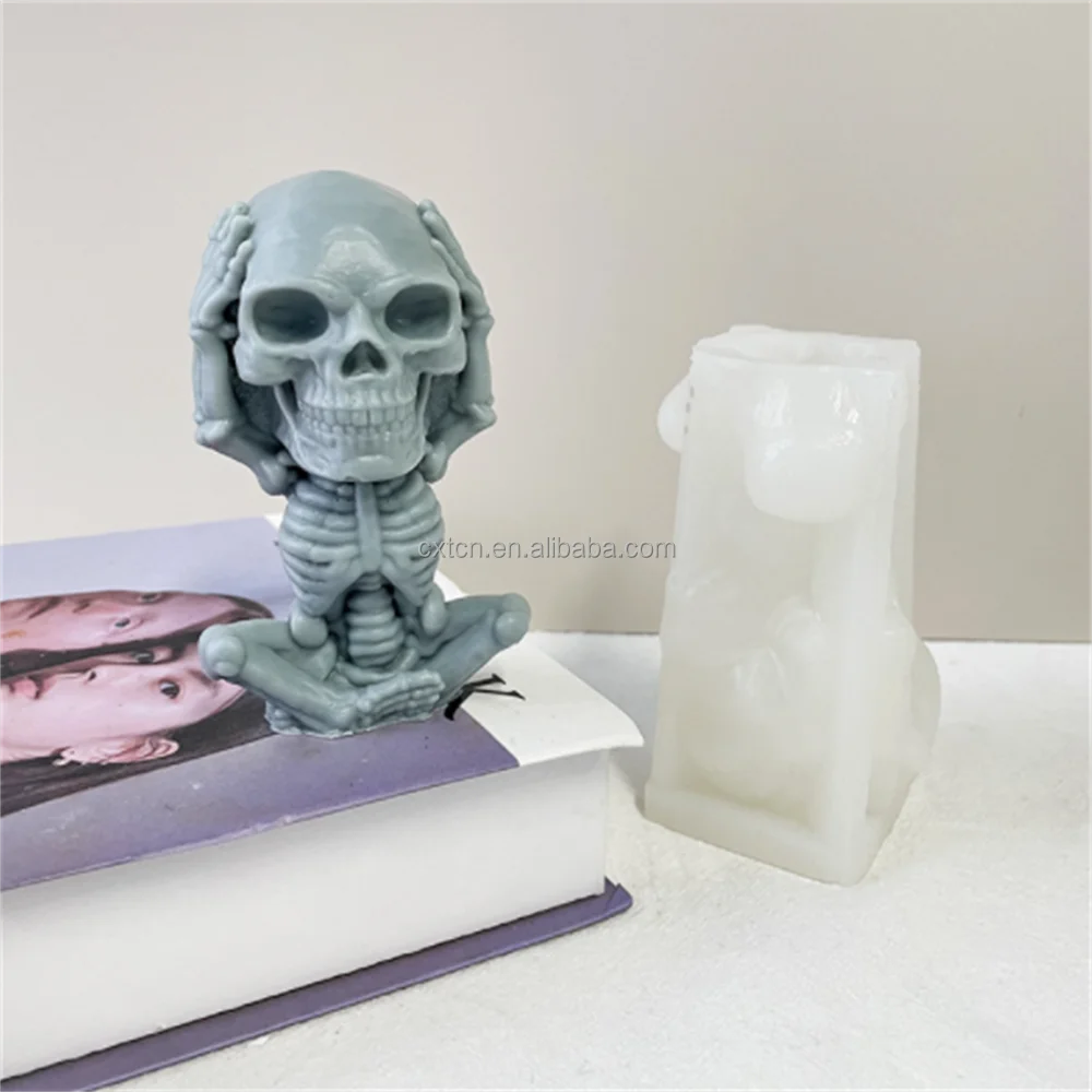 Silicone Skull Mold Handmade Soap Candle Making Tools 3D Halloween Skeleton Mould 