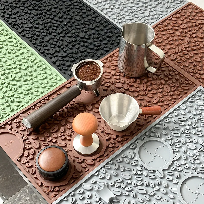 Tappetino da bancone per macchina del caffè in silicone, drenante, antiscivolo, resistente alle alte temperature, tappetino da bar combinabile con tappetino pressatore, stile minimalista