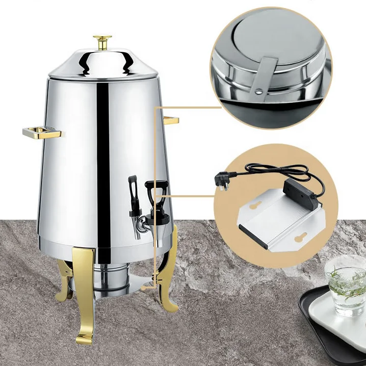 Coffee Urn With Fuel Holder, 13L Stainless Steel Beverage Dispensers For Coffee Tea Hot Water, Drink Dispenser With Stand, Chafer Urns