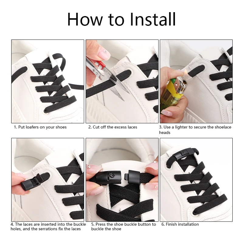 Эластичные плоские шнурки, спортивные Цветные шнурки с защелкой без завязок, 8 мм, без завязывания, шнурки для обуви для детей и взрослых, аксессуары для обуви