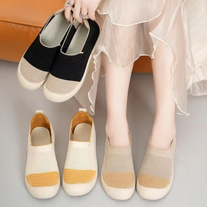 High-quality Knitted DTY Upper and Anti-collision Features Gentle and Stylish Round-toe Slip-on Casual Women's Flat Shoes