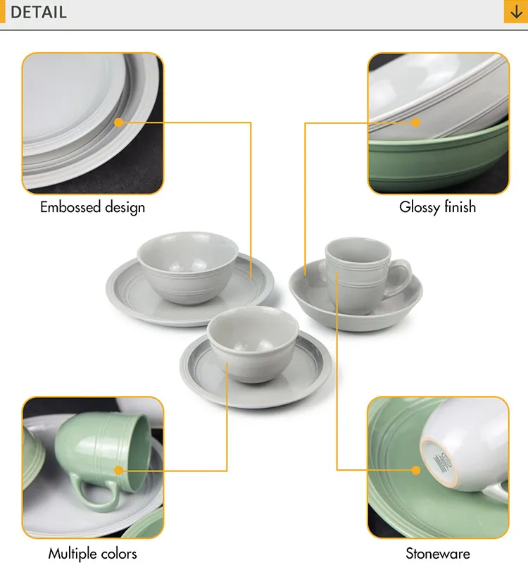 Wholesale 16pcs Dinner Ware Set Eco Tableware Sets Stoneware Dinner Set