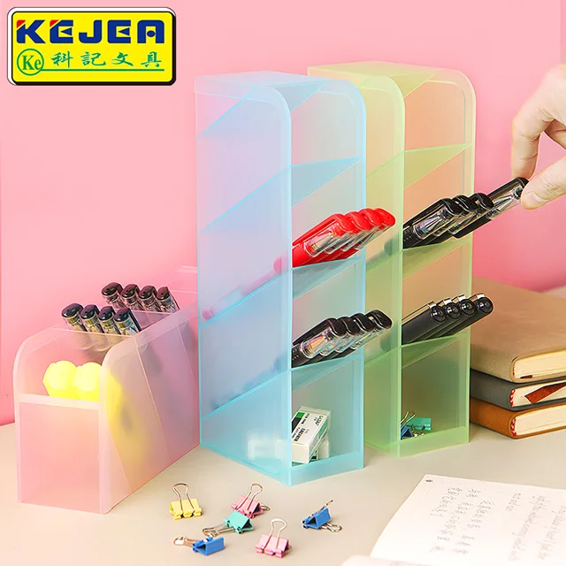 Slanted 4-Section Acrylic Pen Holder