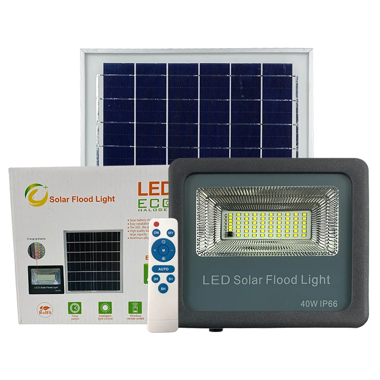 Bojun wholesale led garden wall lights solar panel outdoor solar flood light 40w