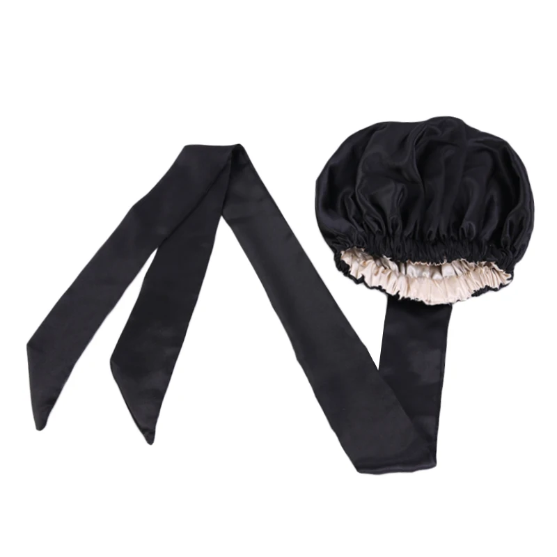 Manufacture Satin bonnet with belt women turban headscarf headwrap beauty hair cap