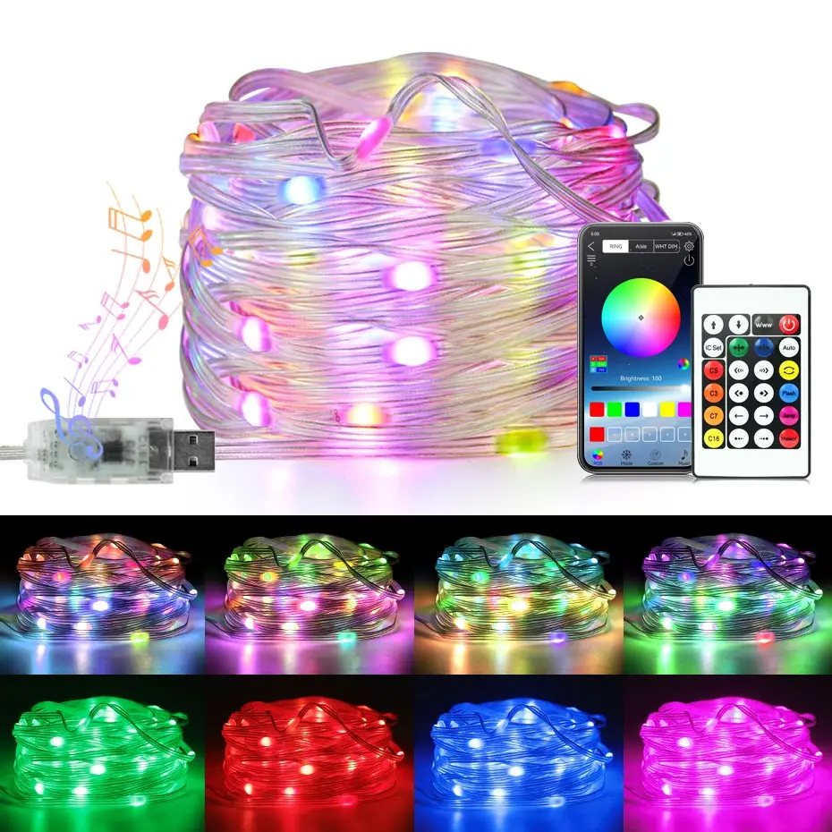 DC 5V RGBIC Dream Color LED String Light Waterproof IP67 WS2812 Led Strip  Music Fairy Light for Party Christmas Decor