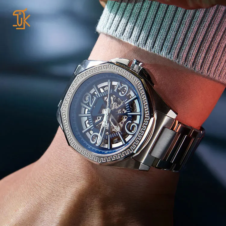 นาฬิกากลไกจักรกลอัตโนมัติสำหรับผู้ชายสุดหรูของแท้นาฬิกาข้อมือสี