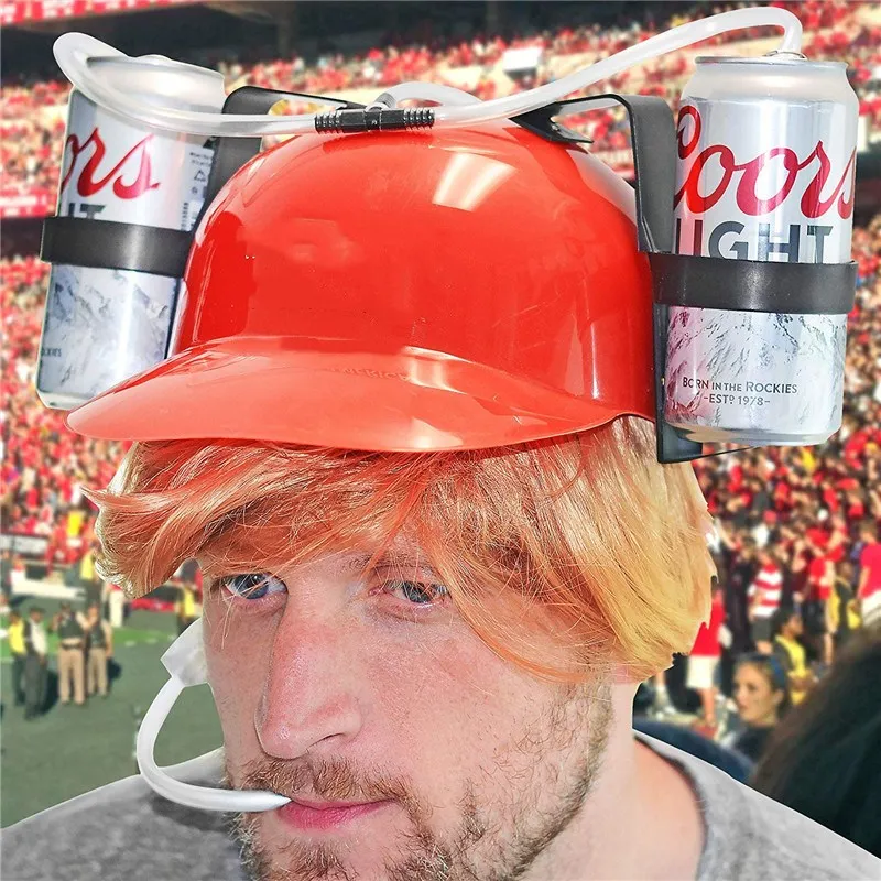 Drinker Beer and Soda Helmet - Drinking Helmet Party Hat Novelty  Accessories - Fun Party Drinking Hat Party Gags Cap
