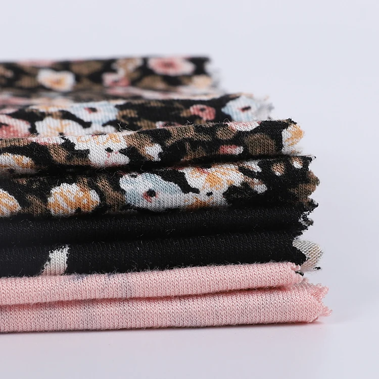 
 Cheap Custom 200Gsm Elastic Bamboo Soft Plain Printed Viscose Rayon Jersey Fabric  