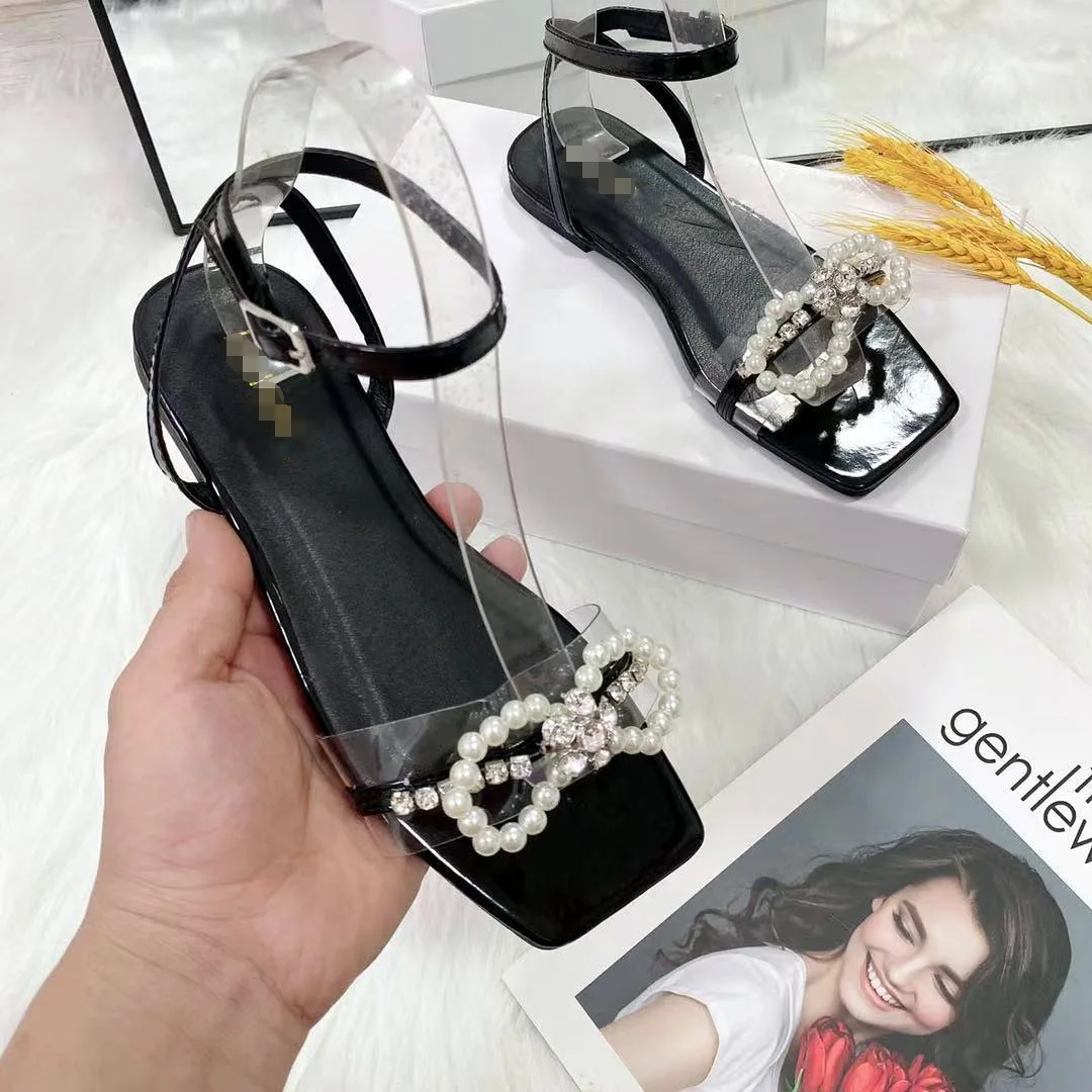 Hot Sale Fashion Pearl Bow Casual Summer Sandals For Lady