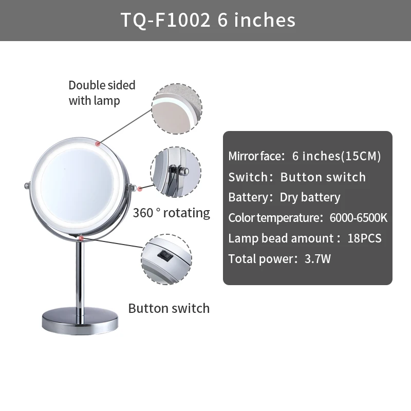 Wholesale Double Side Led Light Tabletop Mirror Lighted Cosmetic Mirror Magnifying Vanity Mirror