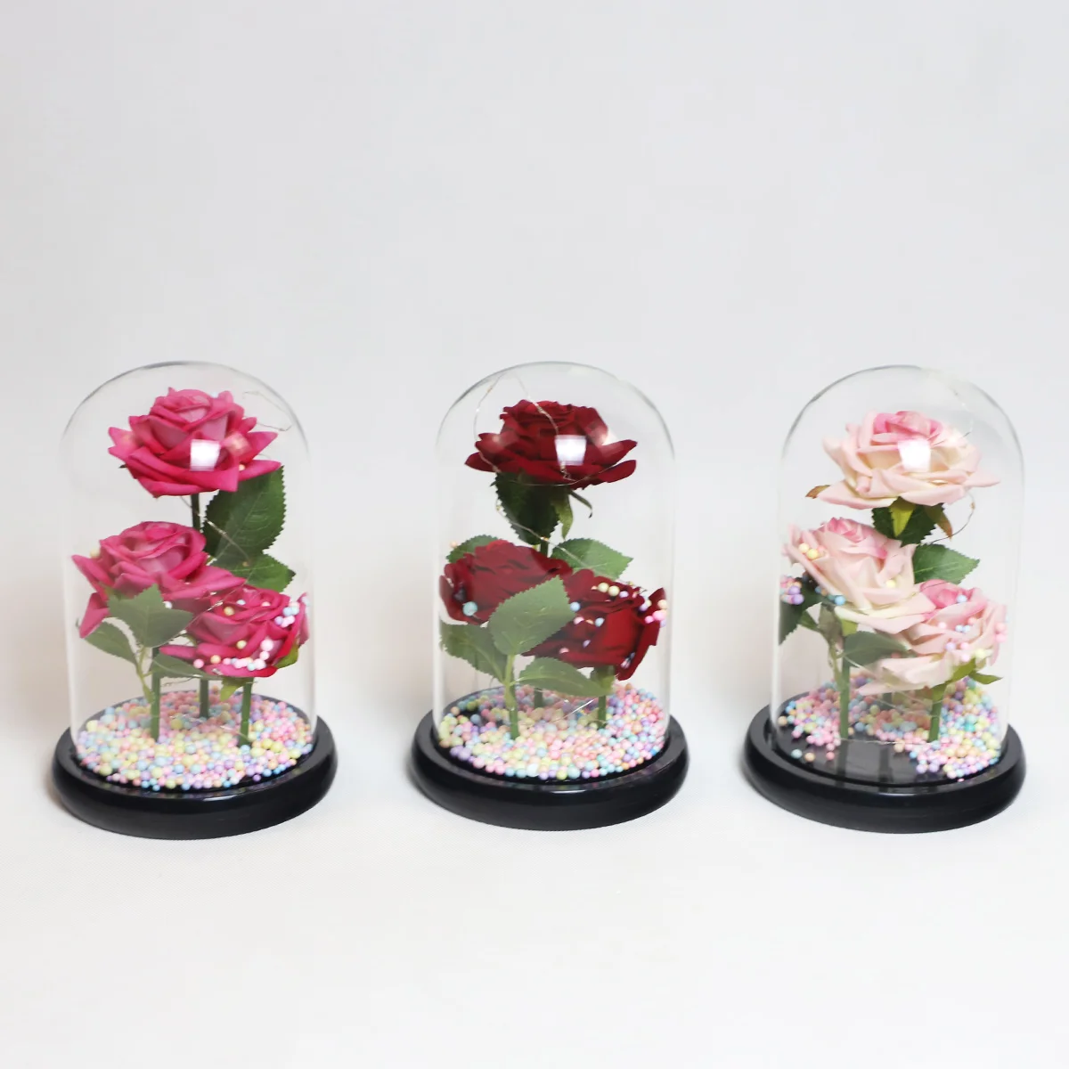 Preserved Rose in a Glass Dome with Led Light Eternal Rose Dome Flower Best Gifts for Her on Valentine's Day Mother's Day