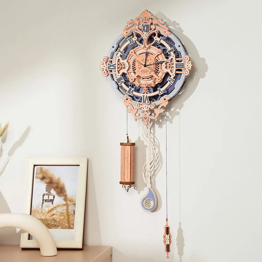 Robotime Rokr LC701 Romantic Note Wall Clock Mechanical Gear Wooden 3D Diy Handmade Assembled Jigsaw Puzzle Toys