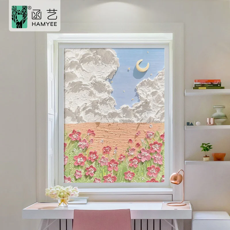 Customized printing flower static cling privacy glass window film decorative