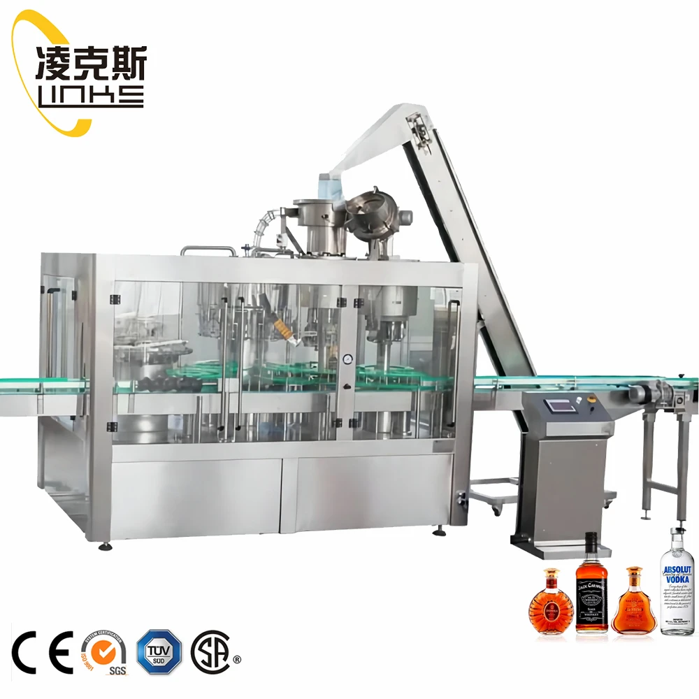 Automatic Vodka Filling Machine Alcohol Liquor Bottling Equipment Glass Bottle Filler Capping Packaging Line